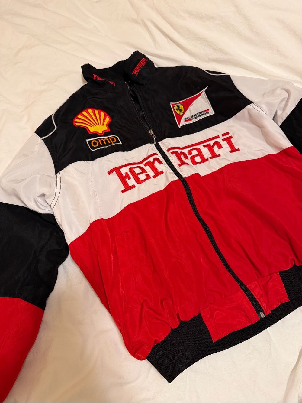 Ferrari Color Block Racing Jacket in Red & Black - Picture 3 of 13